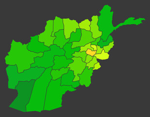 Fototapeta premium Afghanistan population heat map as color density illustration