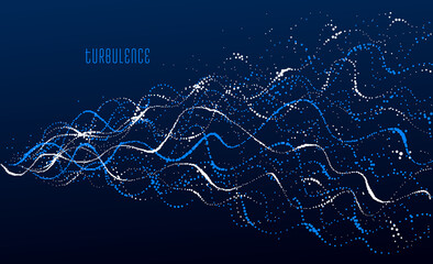 Dots particles flowing array vector abstract background, biology science theme design, dynamic elements in motion.