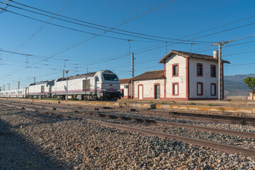 Fototapeta na wymiar Train circulating on a track in southern Spain