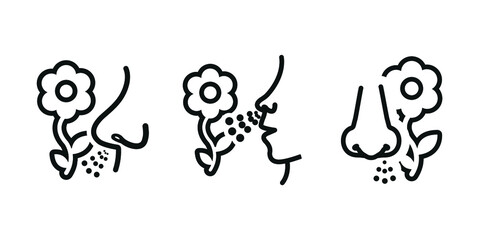 Vector image. Icon of a person with allergies. Pollen allergy image.