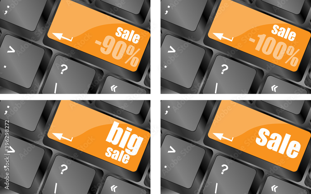 Poster commercial price with percentage reduction concept on computer keyboard keys