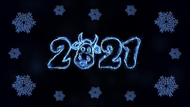 New year background with shiny blue nowflakes