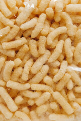 Corn sticks as background texture image. Top view. Place for your text