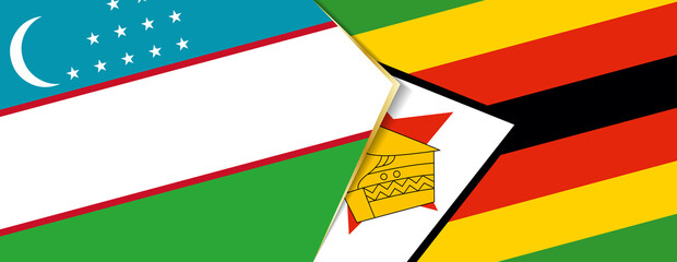 Uzbekistan and Zimbabwe flags, two vector flags.