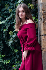 girl in red dress