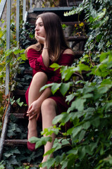 girl in red dress