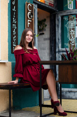 girl in red dress