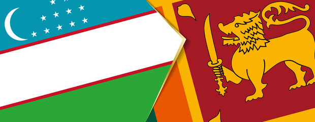 Uzbekistan and Sri Lanka flags, two vector flags.
