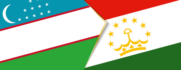 Uzbekistan and Tajikistan flags, two vector flags.