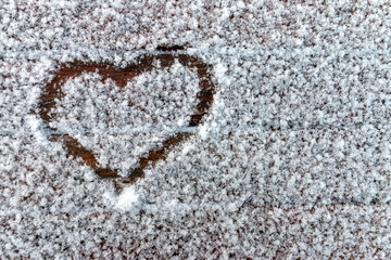 heart on white frost, copy space