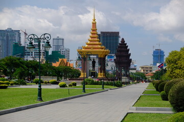 Cambodia Phnom Penh - Statue of King Father Norodom Sihanouk in Memorial park