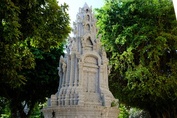 Fototapeta premium Cambodia Phnom Penh - Botumvatey Pagoda white pagoda in garden area
