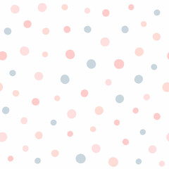 Cute seamless pattern with randomly scattered small dots. Endless girly print. Simple vector illustration.