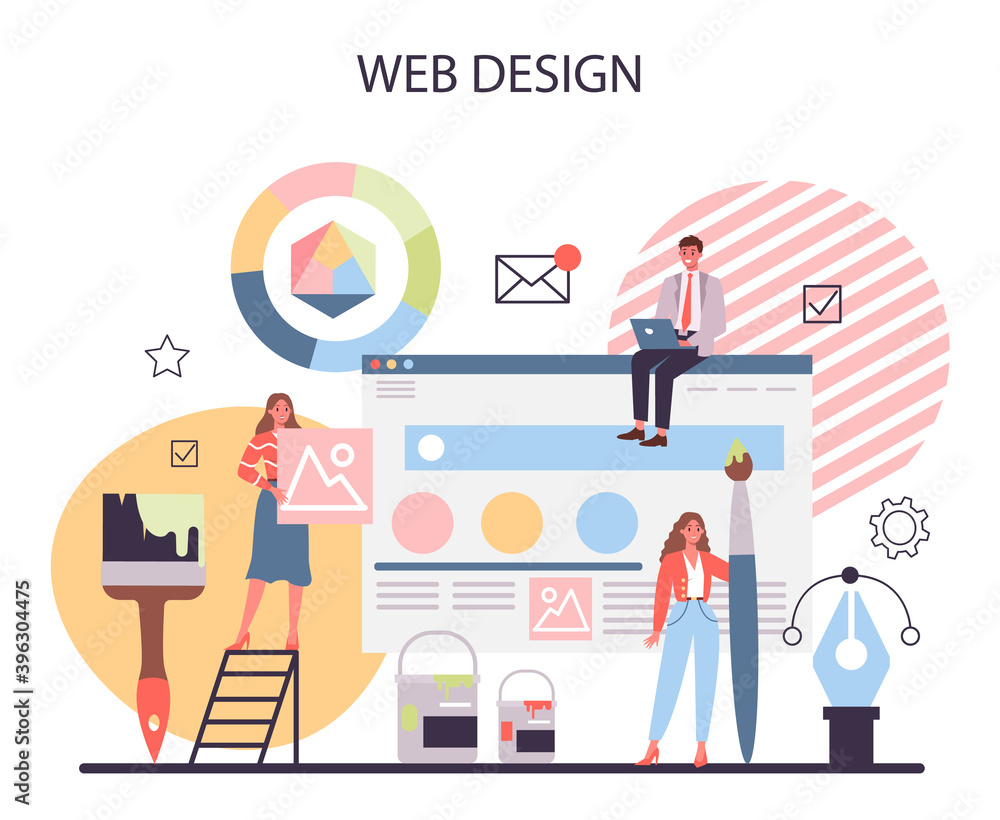 Poster web design concept. presenting content on web pages.