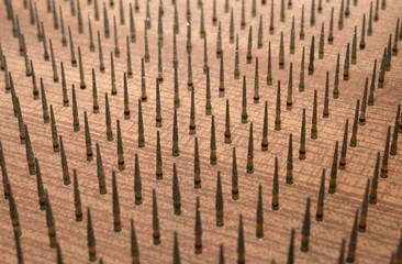 Dental burs presented on a counter of a shop