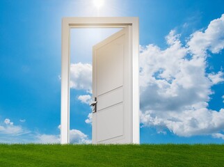 Door into future in opportunities concept