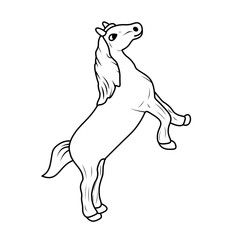 Coloring of Horse Standing Cartoon, Cute Funny Character, Flat Design