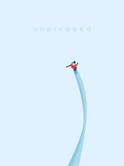 Snowboard rider making line in snow vector concept. Symbol of freedom, unplugged lifestyle.