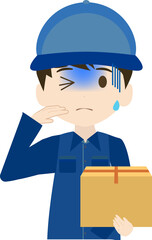 失敗して焦る男の配達員のイラスト