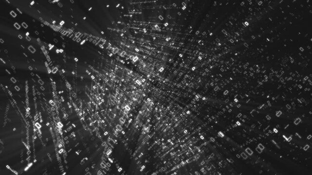 Abstract binary background, number streams, matrix effect.
