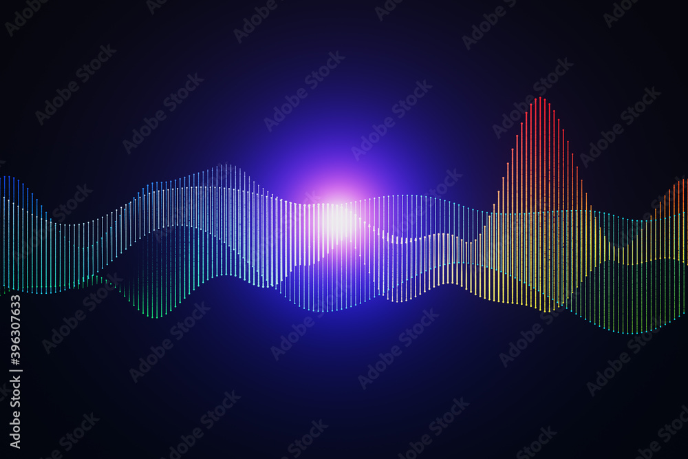 Poster creative colorful digital wave with luminous point.