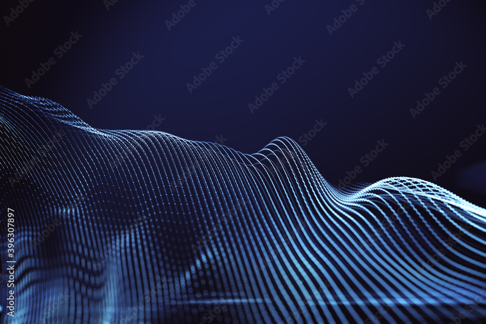 Aufkleber glowing digital wave backdrop with dots.