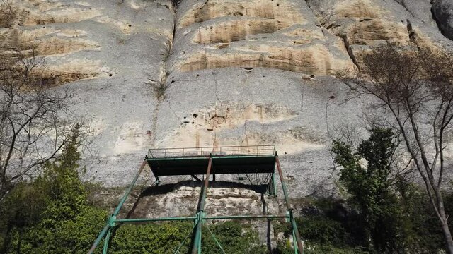 Madara cliffs, Madara Horseman. Medieval rock relief Madara Rider. Shumen, Bulgaria