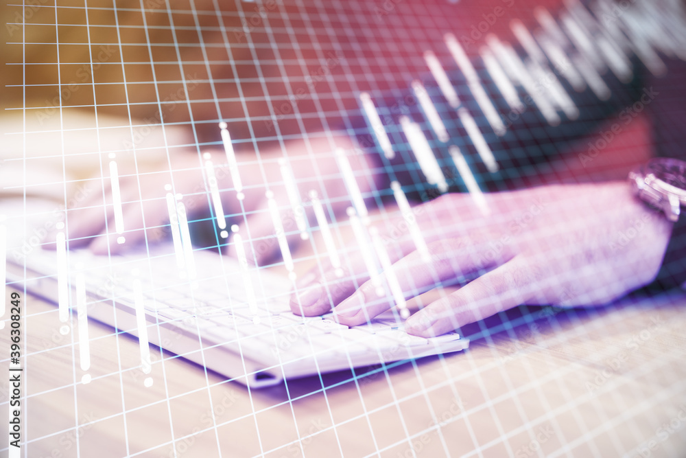 Poster Hand typing on keyboard computer
