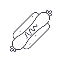 Hot dog icon, linear isolated illustration, thin line vector, web design sign, outline concept symbol with editable stroke on white background.