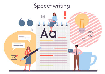 Storytelling concept. Professional speechwriter or journalist. Idea of creative