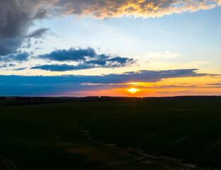 Clouds at sunset, amazing sky, nature background