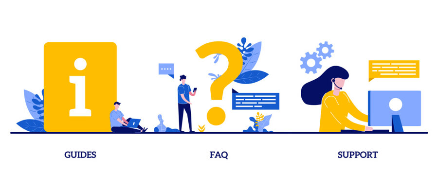 a man and woman are looking at a laptop and a laptop with question marks, question, question, questi