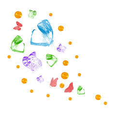 Flock of silhouette butterflies on white