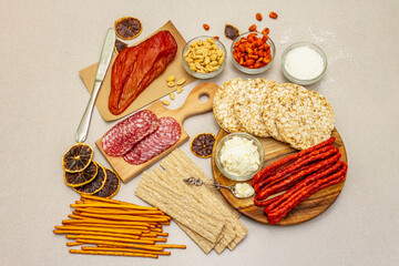 Ingredients for making charcuterie chalet