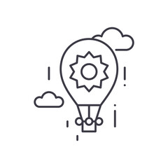 Hot air balloon icon, linear isolated illustration, thin line vector, web design sign, outline concept symbol with editable stroke on white background.