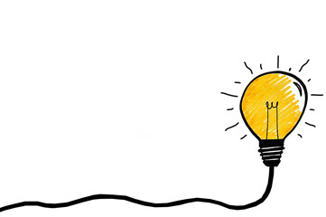 Glowing lightbulb symbol on a white background. Concept for creative ideas and innovations.