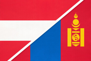Austria and Mongolia, symbol of national flags from textile.