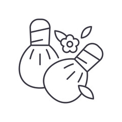 Herbal treatment icon, linear isolated illustration, thin line vector, web design sign, outline concept symbol with editable stroke on white background.