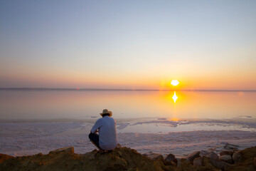 Turkey's second largest lake, sunset in salt lake