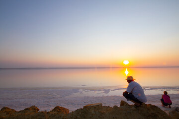 Turkey's second largest lake, sunset in salt lake