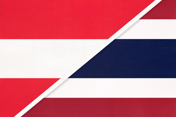 Austria and Thailand or Siam, symbol of national flags from textile.