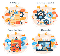 Fototapeta na wymiar Human resources manager concept set. Idea of recruitment