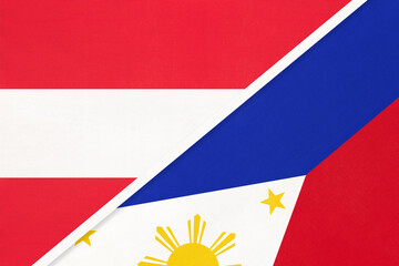 Fototapeta premium Austria and Philippines, symbol of national flags from textile.