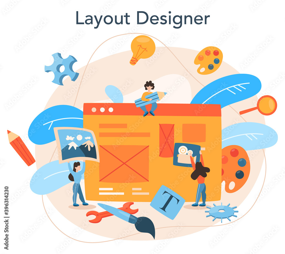 Poster layout designer concept. web development, mobile app