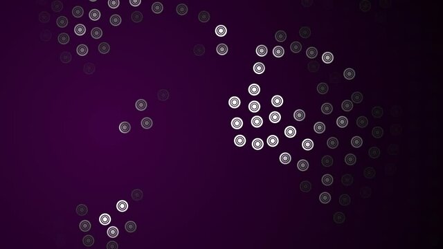Purple background with chaotic dots in motion in 4k abstract video.