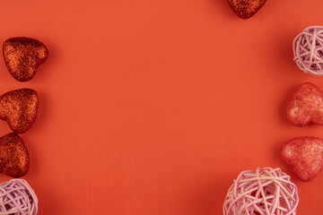 Red hearts and decor