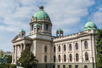 Fototapeta na wymiar Parliament of Serbia in Belgrade, or National Assembly of Serbia