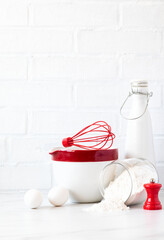 Baking background.Kitchen utensils .Pancake Products.