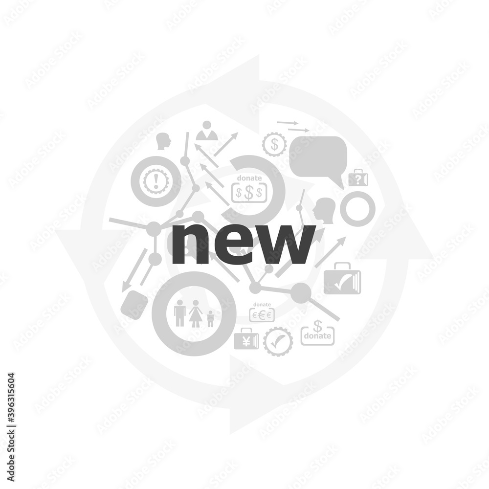 Poster text new on digital background. education concept . icon and button set