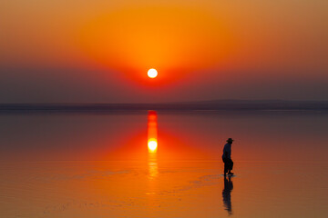 Turkey's second largest lake, sunset in salt lake